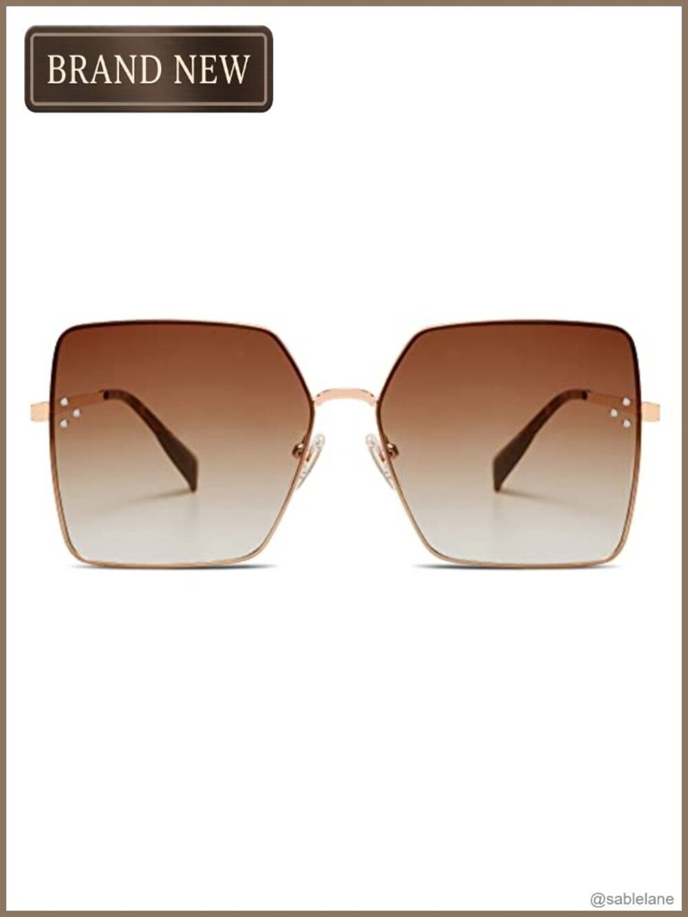 Metal Frame Square Sunglasses UV400 Protection with Case